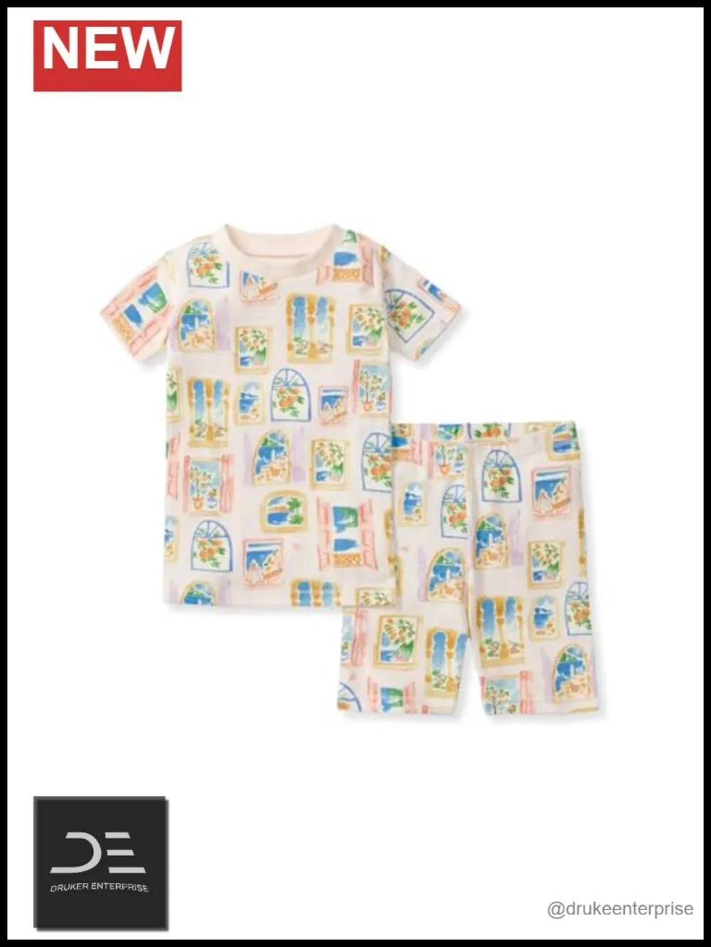 Organic Cotton Short Sleeve & Shorts 2-Piece Pajama Set for Toddlers Kids